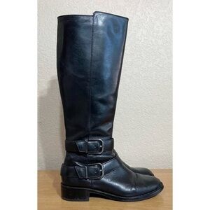 Via Spiga Bernadette Black Leather Riding Tall Boots